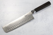 Cangshan Cutlery MAYA Series 7" Nakiri Knife - Forged X-7 Damascus - Octagon African Blackwood Handle - Dark Walnut Magnetic Sheath 505538 - Northwest Knives
