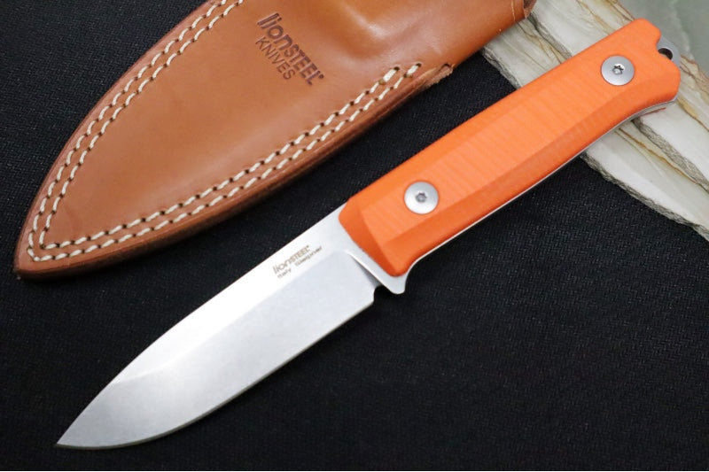Lionsteel B40 Orange G-10 Handle - Fixed Blade - Northwest Knives