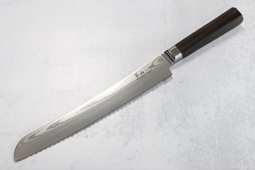 Cangshan Cutlery MAYA Series 9" Bread Knife - Forged X-7 Damascus - Octagon African Blackwood Handle - Dark Walnut Magnetic Sheath 501868 - Northwest Knives