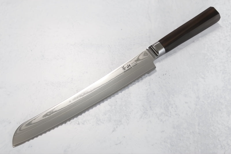 Cangshan Cutlery MAYA Series 9" Bread Knife - Forged X-7 Damascus - Octagon African Blackwood Handle - Dark Walnut Magnetic Sheath 501868 - Northwest Knives
