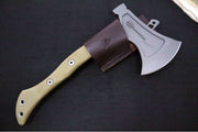 Tops Hammer Hawk Ax w/Backup - 1075 Steel / Green Canvas Micarta Handle / Brown Leather Sheath - Northwest Knives