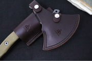 Tops Hammer Hawk Ax w/Backup - 1075 Steel / Green Canvas Micarta Handle / Brown Leather Sheath - Northwest Knives