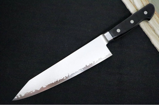 Kikuichi of Japan S33 Series - 8.26" Gyuto Knife - VG10 33 Layered Damascus - Black Dyed Stabilized Handle - Handcrafted in Nara, Japan