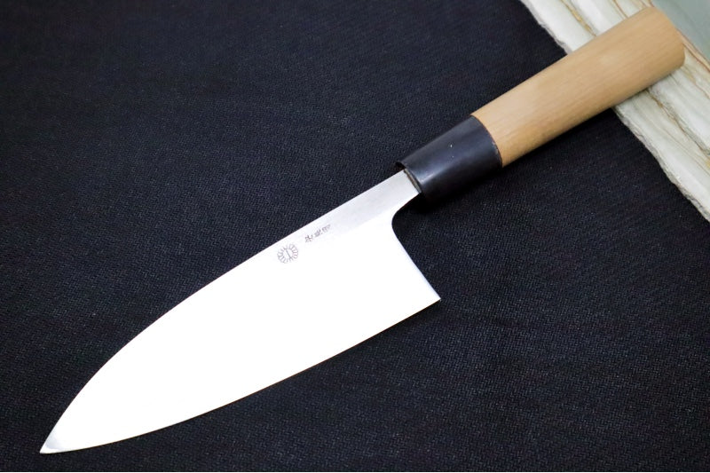 Kikuichi of Japan Tatsutogi Series - 6" Deba Knife (Single Bevel) - White #3 Carbon Steel - Japanese Magnolia Handle - Water Buffalo Horn Ferrule - Handcrafted in Nara, Japan