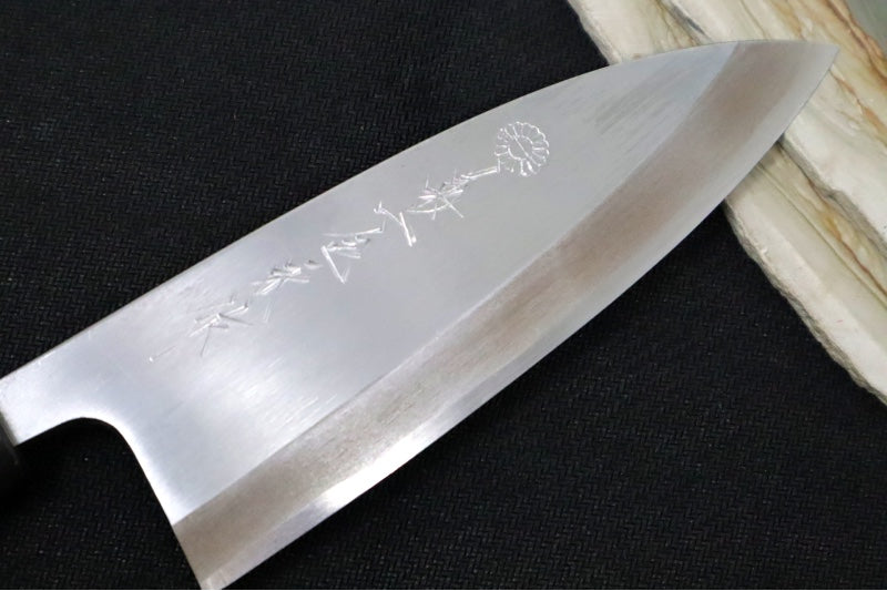 Kikuichi of Japan Tatsutogi Series - 6" Deba Knife (Single Bevel) - White #3 Carbon Steel - Japanese Magnolia Handle - Water Buffalo Horn Ferrule - Handcrafted in Nara, Japan