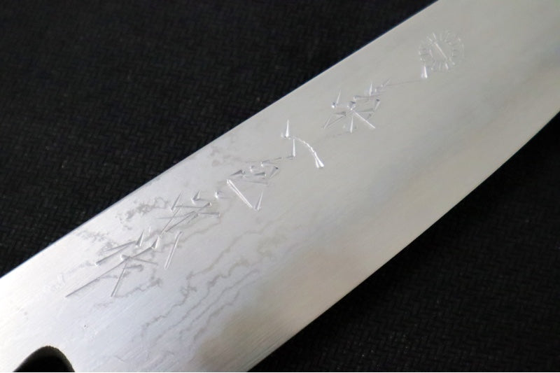 Kikuichi of Japan Kasumi Blue Carbon Damascus - 6" Petty Knife - Blue #2 Carbon Steel - Octagonal Japanese Magnolia Handle - Handcrafted in Nara Japan