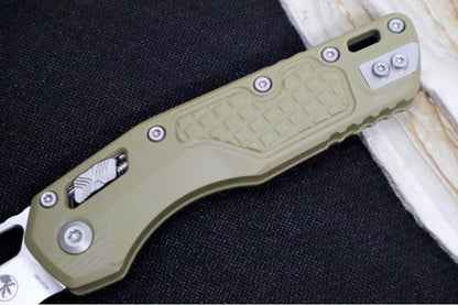 Microtech MSI Manual Folder - Stonewashed Finish / Sheepsfoot Blade / Frag Patterned OD Green Handle 210-10FRGTODLM