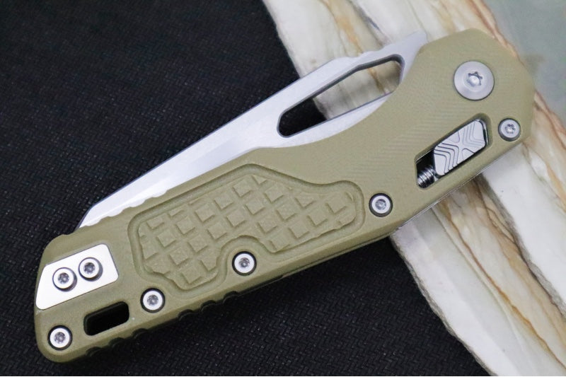 Microtech MSI Manual Folder - Stonewashed Finish / Sheepsfoot Blade / Frag Patterned OD Green Handle 210-10FRGTODLM