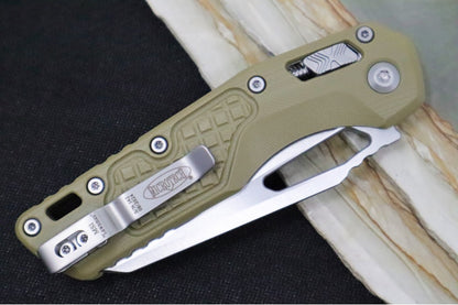 Microtech MSI Manual Folder - Stonewashed Finish / Sheepsfoot Blade / Frag Patterned OD Green Handle 210-10FRGTODLM