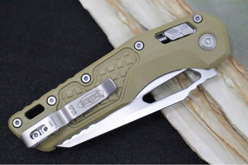 Microtech MSI Manual Folder - Stonewashed Finish / Sheepsfoot Blade / Frag Patterned OD Green Handle 210-10FRGTODLM - Northwest Knives
