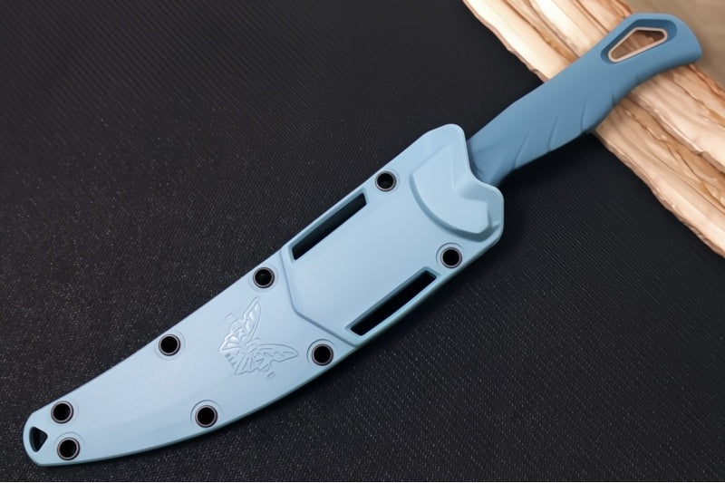 Benchmade 18030 Fishcrafter 5" Fixed Blade - CPM-Magnacut Steel / Trailing Point Blade / Depth Blue Santoprene Handle / Sonar Gray Injection Molded Sheath - Northwest Knives