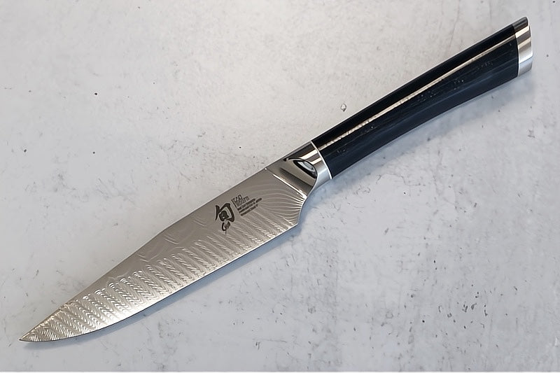 Shun Shiranami - 5" Steak Knife - Wave Patterned 71 Layered Dual Core Damascus - Prussian Blue Jute Micarta Handle - Made in Seki City, Japan - Northwest Knives
