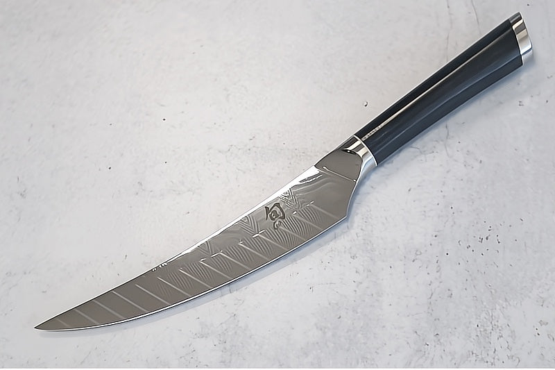 Shun Shiranami - 6" Boning/Fillet Knife - Wave Patterned 71 Layered Dual Core Damascus - Prussian Blue Jute Micarta Handle - Made in Seki City, Japan - Northwest Knives