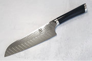 Shun Shiranami - 7" Santoku - Wave Patterned 71 Layered Dual Core Damascus - Prussian Blue Jute Micarta Handle - Made in Seki City, Japan - Northwest Knives