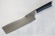 Shun Shiranami - 6.5" Nakiri - Wave Patterned 71 Layered Dual Core Damascus - Prussian Blue Jute Micarta Handle - Made in Seki City, Japan - Northwest Knives