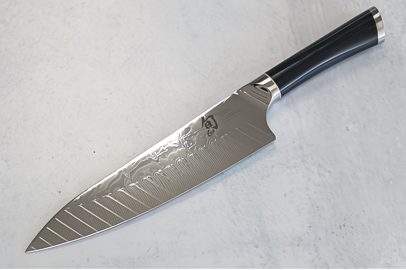 Shun Shiranami - 8" Chef's Knife - Wave Patterned 71 Layered Dual Core Damascus - Prussian Blue Jute Micarta Handle - Made in Seki City, Japan