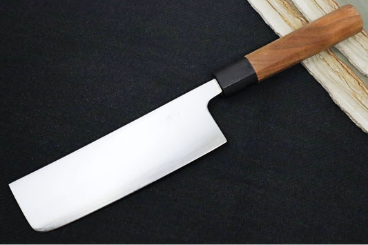 Kikuichi of Japan GW Ginsan Sanmai Series - 6.5" Nakiri Knife - Blue #2 Carbon Steel Core - Octagonal Japanese Magnolia Handle - Handcrafted in Nara Japan