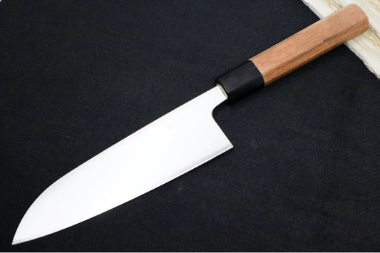 Kikuichi of Japan GW Ginsan Sanmai Series - 6.5" Santoku Knife - Blue #2 Carbon Steel Core - Octagonal Japanese Magnolia Handle - Handcrafted in Nara Japan