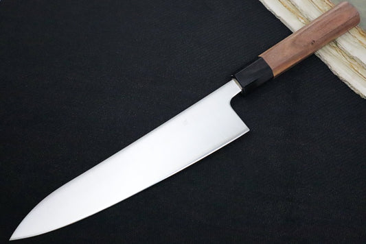 Kikuichi of Japan GW Ginsan Sanmai Series - 8.5" Gyuto Knife - Blue #2 Carbon Steel Core - Octagonal Japanese Magnolia Handle - Handcrafted in Nara Japan