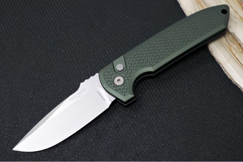 Pro Tech Rockeye Auto - Green Carbide Textured Anodized Aluminum Handle / Stonewashed Magnacut Blade / Blasted Hardware and Clip LG3105-GREEN
