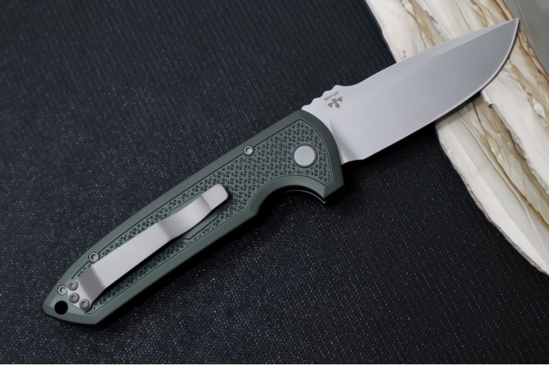 Pro Tech Rockeye Auto - Green Carbide Textured Anodized Aluminum Handle / Stonewashed Magnacut Blade / Blasted Hardware and Clip LG3105-GREEN
