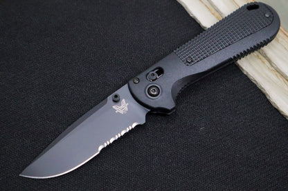 Benchmade 430SBK-02 Redoubt - Drop Point with Serrates / Cerakote Black Finished Blade / Black Grivory Handles