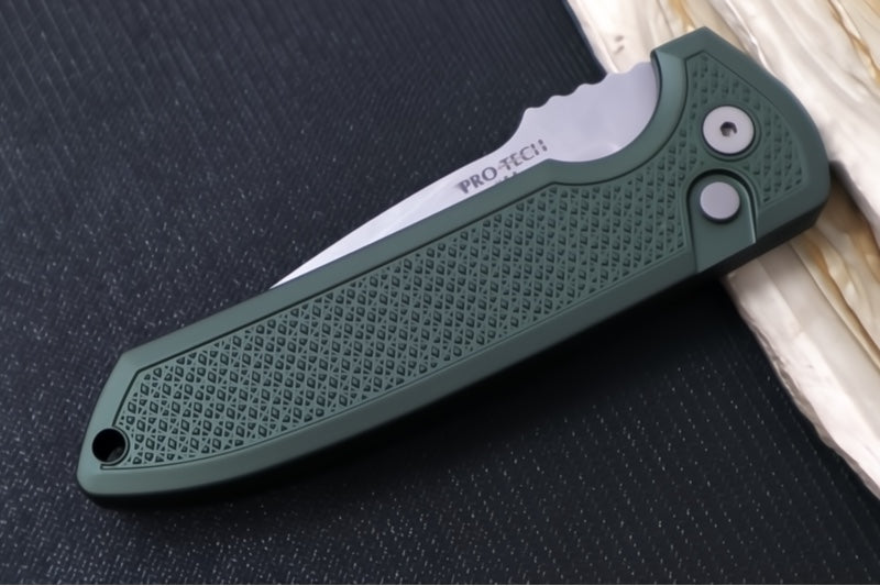 Pro Tech Rockeye Auto - Green Carbide Textured Anodized Aluminum Handle / Stonewashed Magnacut Blade / Blasted Hardware and Clip LG3105-GREEN