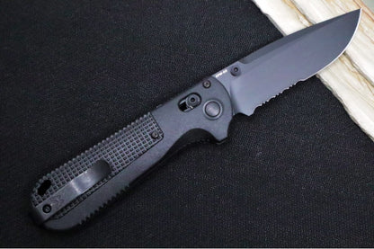 Benchmade 430SBK-02 Redoubt - Drop Point with Serrates / Cerakote Black Finished Blade / Black Grivory Handles