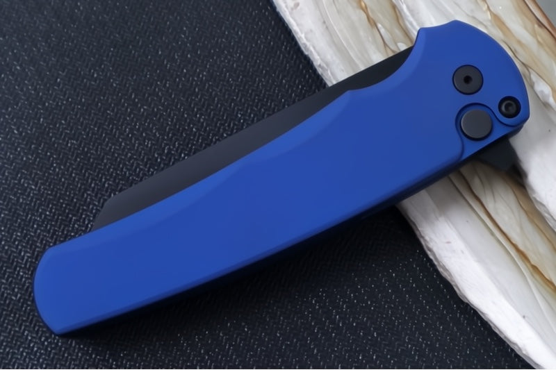 Pro Tech Malibu - Reverse Tanto Blade / Black DLC Finish / CPM-Magnacut Steel / Blue Aluminum Handle 5403-BLUE