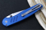 Pro Tech Avalon Peace Neighbor Design Manual - Drop Point Blade / Stonewashed Finish / CPM-Magnacut Steel / Battleworn Blue Knurled Anodized Handle PN1101-BWBLUE - Northwest Knives