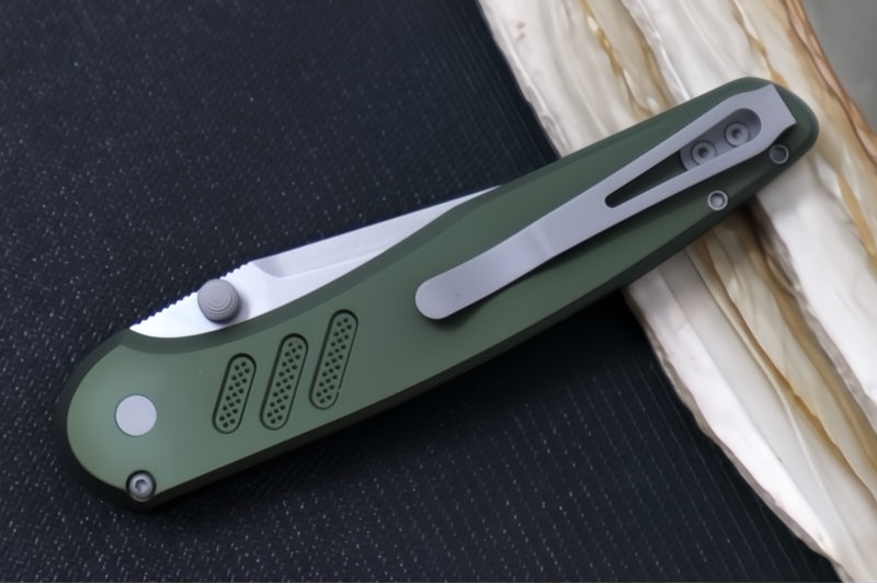 Pro Tech Avalon Peace Neighbor Design Manual - Drop Point Blade / Stonewash Finish / CPM-Magnacut Steel / Green Knurled Anodized Handle PN1101-GREEN - Northwest Knives