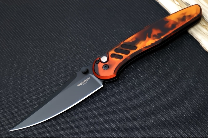 Pro Tech Avalon Peace Neighbor Design Manual - Drop Point Blade / Black DLC Finish / CPM-Magnacut Steel / Solid "Del Fuego" Anodized Handle PN1104-DF