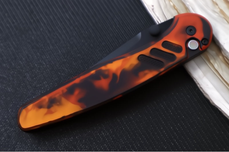 Pro Tech Avalon Peace Neighbor Design Manual - Drop Point Blade / Black DLC Finish / CPM-Magnacut Steel / Solid "Del Fuego" Anodized Handle PN1104-DF