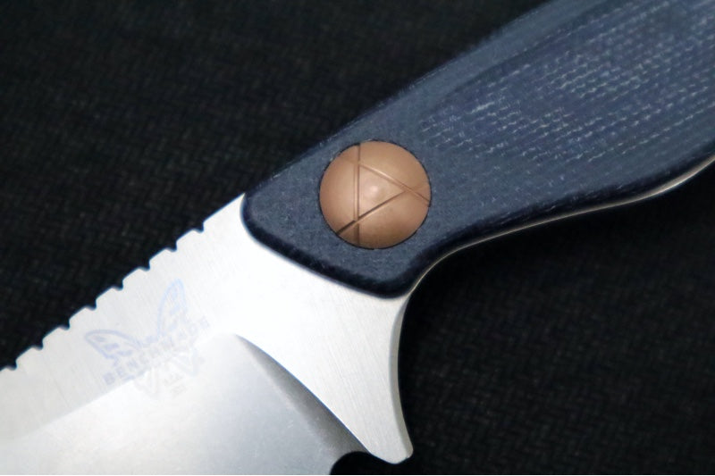 Benchmade 203 Dacian Pocket Fixed Blade - CPM-Magnacut Steel / Stonewashed Blade / Blue Denium Micarta Handle / Copper Accents - Northwest Knives