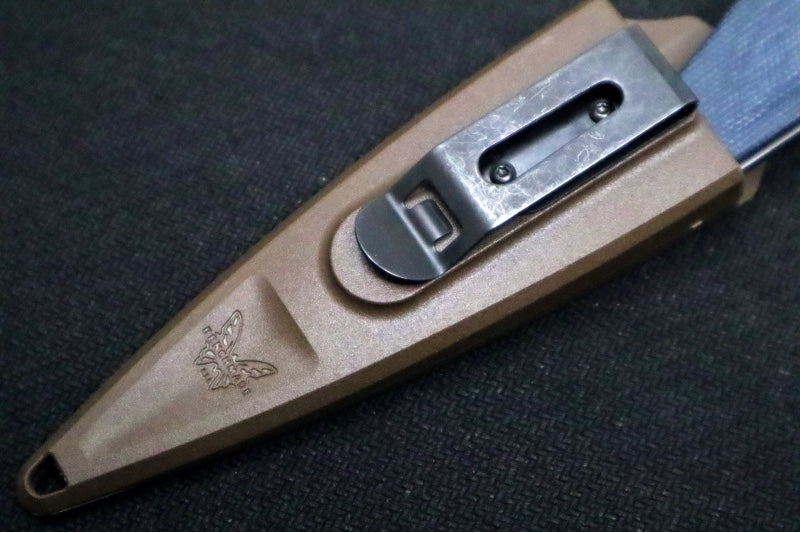 Benchmade 203 Dacian Pocket Fixed Blade - CPM-Magnacut Steel / Stonewashed Blade / Blue Denium Micarta Handle / Copper Accents