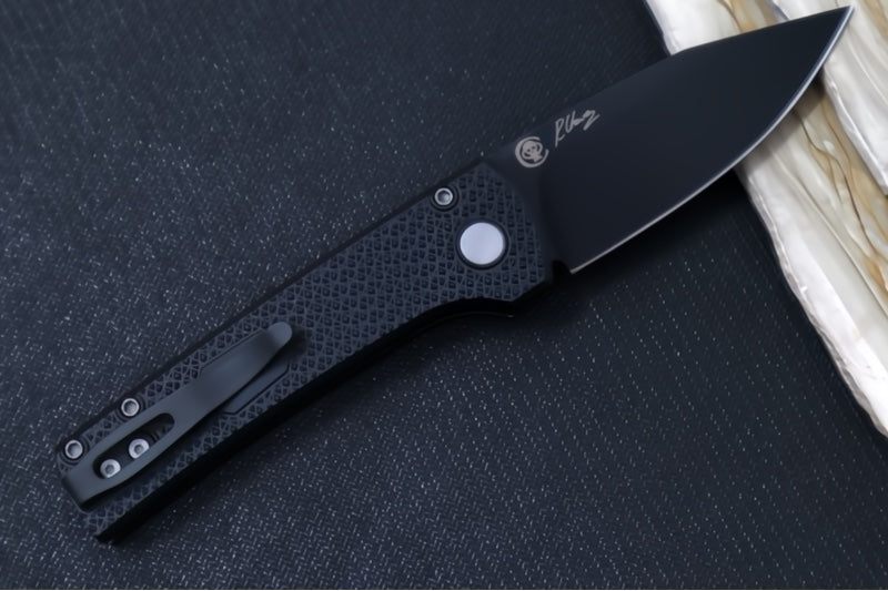 Pro Tech Chaves Scapegoat Compact - Black Carbide Textured Anodized Aluminum Handle / Clip Point Blade / CPM-MagnaMax Steel / Black DLC Finish RCS1106