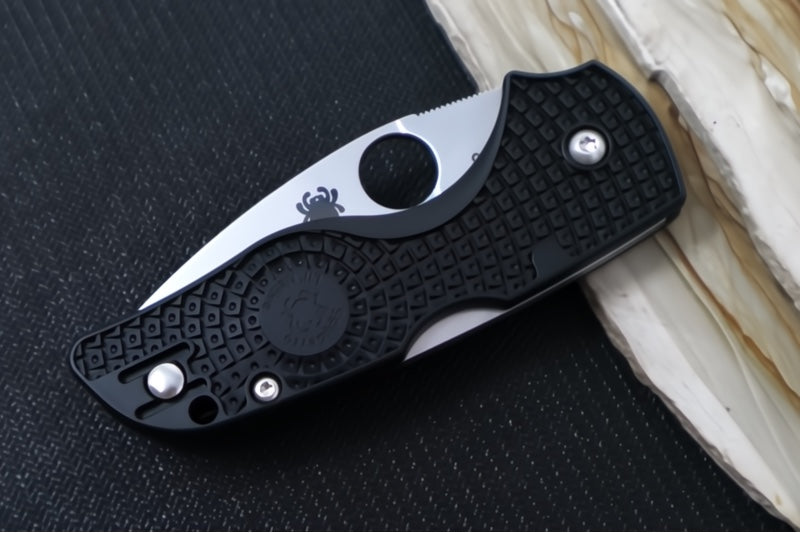 Spyderco Lil Native Lockback Lightweight - Black FRN / BDN1 Steel / Serrated Leaf Blade C230SBK
