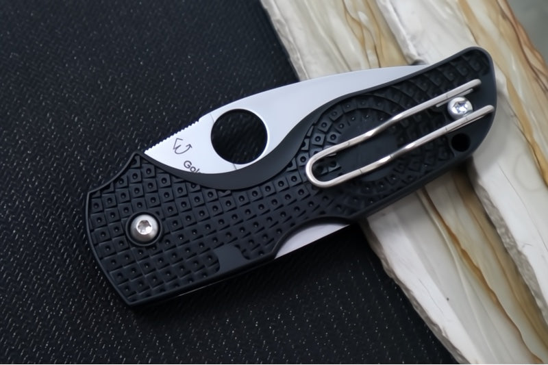 Spyderco Lil Native Lockback Lightweight - Black FRN / BDN1 Steel / Serrated Leaf Blade C230SBK