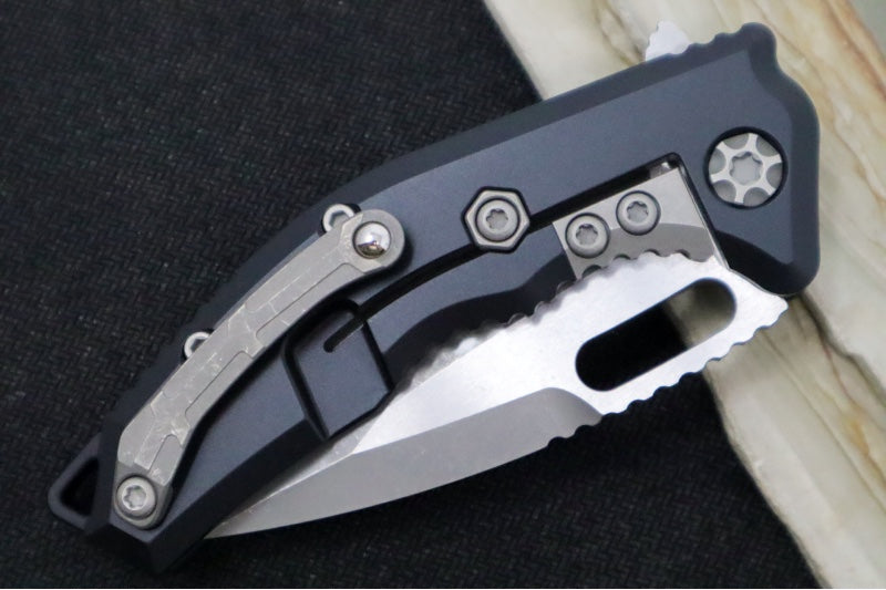 Heretic Knives Medusa Manual Flipper - Tanto Blade / CPM-Magnacut Steel / Black Anodized Aluminum Handle with Black Grip-Tape Inlays / Battleworn Finished Blade and Hardware H009-5A