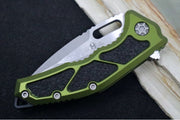 Heretic Knives Medusa Manual Flipper - Tanto Blade / CPM-Magnacut Steel / OD Green Anodized Aluminum Handle with Black Grip-Tape Inlays / Battleworn Finished Blade and Hardware H009-5A-GRN - Northwest Knives