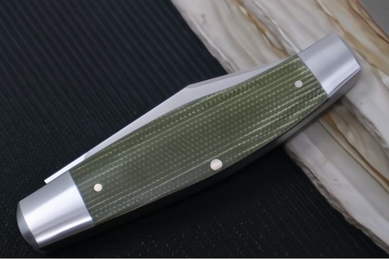 Jack Wolf Knives Stockman Slipjoint - Green Canvas Micarta Handle