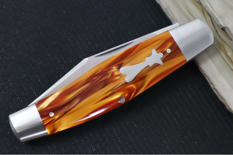 Jack Wolf Knives Stockman Slipjoint - Rootbeer Kirinite Handle & Stainless Steel Bolsters / Clip Point Blade / Sandvik 14C28N Steel / Satin Finish - Northwest Knives