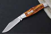 Jack Wolf Knives Stockman Slipjoint - Rootbeer Kirinite Handle & Stainless Steel Bolsters / Clip Point Blade / Sandvik 14C28N Steel / Satin Finish - Northwest Knives