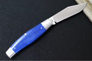 Jack Wolf Knives Stockman Slipjoint - Smooth Blue Bone Handle & Stainless Steel Bolsters / Clip Point Blade / Sandvik 14C28N Steel / Satin Finish - Northwest Knives