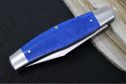 Jack Wolf Knives Stockman Slipjoint - Smooth Blue Bone Handle & Stainless Steel Bolsters / Clip Point Blade / Sandvik 14C28N Steel / Satin Finish - Northwest Knives