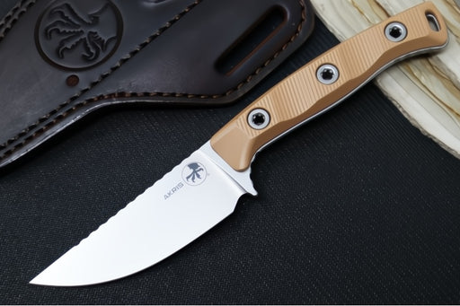 Microtech Akris Fixed Blade - Stonewashed Finish / Straight Back Blade / Bohler M390MK Steel / Dark Earth G-10 Handle 95-10DE-1 - Northwest Knives