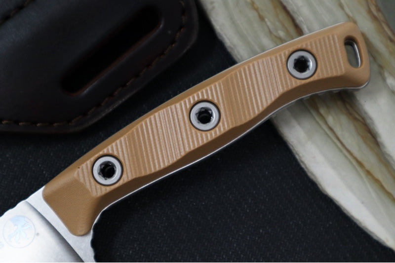 Microtech Akris Fixed Blade - Stonewashed Finish / Straight Back Blade / Bohler M390MK Steel / Dark Earth G-10 Handle 95-10DE-1