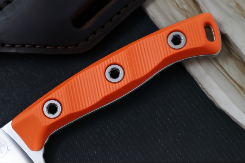 Microtech Akris Fixed Blade - Stonewashed Finish / Straight Back Blade / Bohler M390MK Steel / Ember Orange G-10 Handle 95-10EM-1