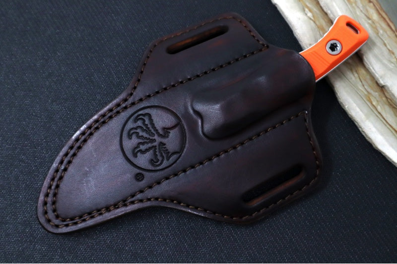 Microtech Akris Fixed Blade - Stonewashed Finish / Straight Back Blade / Bohler M390MK Steel / Ember Orange G-10 Handle 95-10EM-1