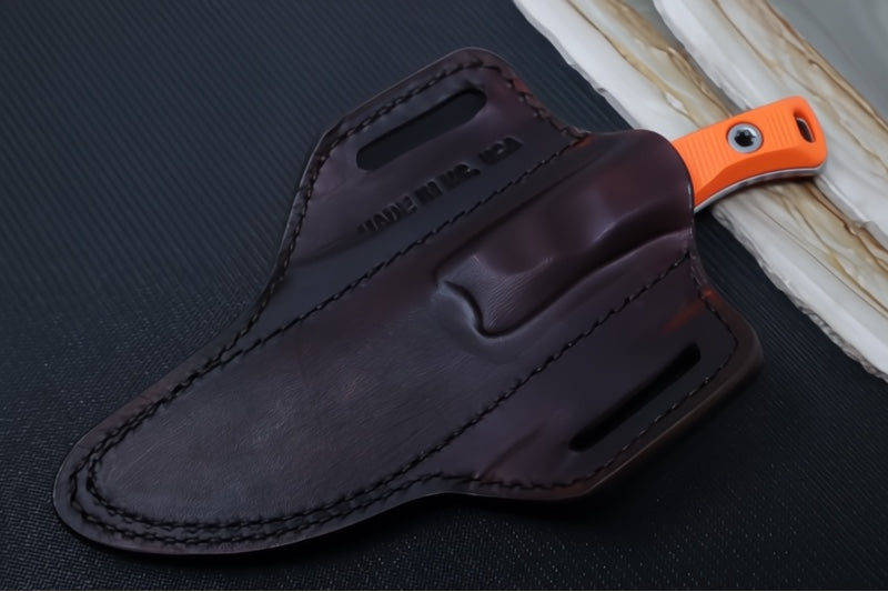 Microtech Akris Fixed Blade - Stonewashed Finish / Straight Back Blade / Bohler M390MK Steel / Ember Orange G-10 Handle 95-10EM-1